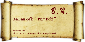 Balaskó Mirkó névjegykártya